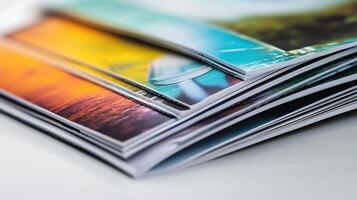 Printed brochures featuring saddle stitching photo