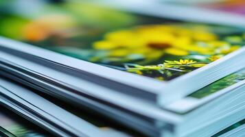 Printed brochures featuring saddle stitching photo