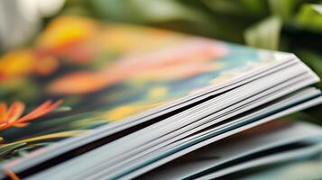 Printed brochures featuring saddle stitching photo