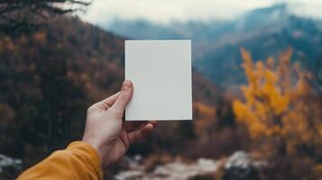 Close-up of a person's hand holding blank polaroid photo