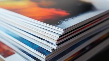 Printed brochures featuring saddle stitching photo