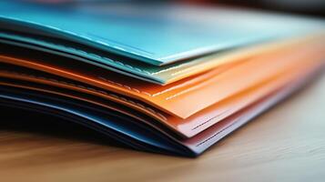Printed brochures featuring saddle stitching photo