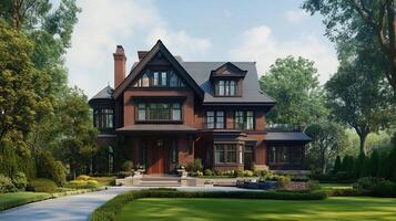 house with entrance. house with track design photo
