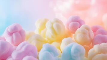 multi-colored cotton candies in a soft pastel color photo