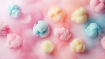 multi-colored cotton candies in a soft pastel color photo