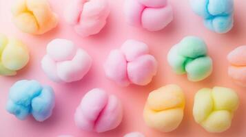 multi-colored cotton candies in a soft pastel color photo