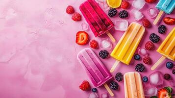 Top view of tasty colorful ice cream set photo