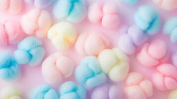 multi-colored cotton candies in a soft pastel color photo