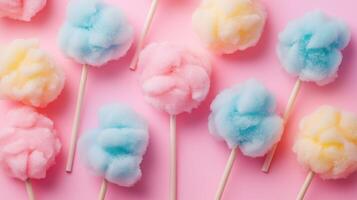 multi-colored cotton candies in a soft pastel color photo