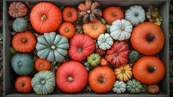 Top view pumpkins arrangement photo