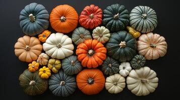 Top view pumpkins arrangement photo