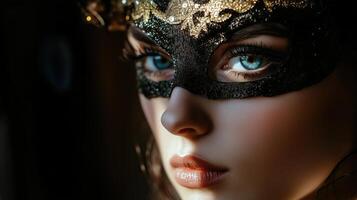 A portret of a woman in mask halloween photo