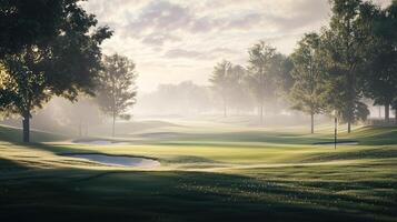 Early morning dew on the fairways photo