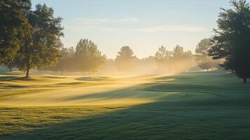 Early morning dew on the fairways photo