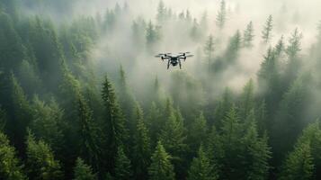 A drone mapping a dense forest with laser accuracy photo