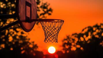 basket ball hoop sunset photo