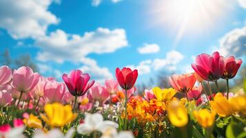 Beautiful image of a blooming garden in spring photo