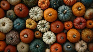 Top view pumpkins arrangement photo