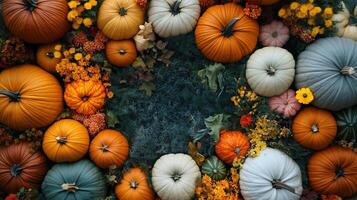Top view pumpkins arrangement photo