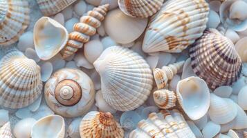 Close-up image of different colorful shells photo