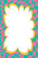 Wavy scallop border. Rectangle fun wavy chessboard frame. Cartoon hand drawn shapes for text picture and photo. Doodle groovy psychedelic template. Abstract funky y2k squiggle checkered bubble png