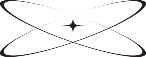 Y2k icon of star shape Shiny glitter element. Abstract retro minimal twinkles with cosmic orbit. Minimal modern futuristic figure png