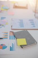 businessman working data document graph chart report marketing research development planning management strategy analysis financial accounting. Business office concept. photo
