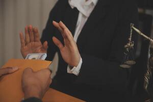 Law theme, gavel or mallet of the judge, lawyer enforcement officers, evidence-based cases taken into account in the court abount business, legislation. photo