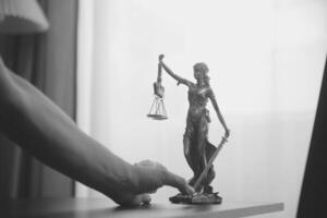 Law theme, gavel or mallet of the judge, lawyer enforcement officers, evidence-based cases taken into account in the court abount business, legislation. photo