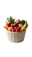 fully Basket with vegetables on transparent background png