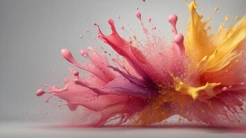 Abstract colorful splash with gradient hues of pink and yellow. photo