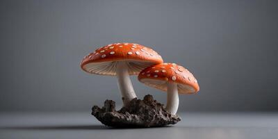 Minimalist modern mushroom sculpture on gray background. photo