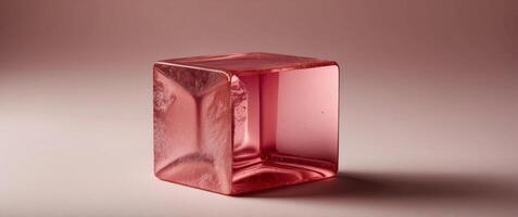 Lopsided of two cube of different weight on pink background. photo