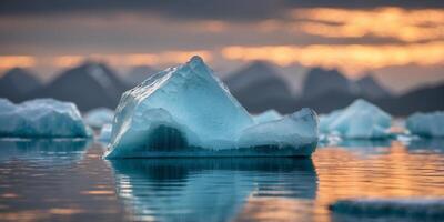 Beware of the hidden danger lurking beneath the surface of the icy water This iceberg represents the threat of global warming and its unseen consequences lurking below. photo