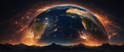 Negative space image of Earth created by stars in the night sky minimalist. photo
