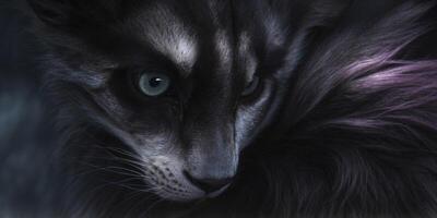 A shadowy, enigmatic creature inspired by Cimmerian analogs, the endangered species looms in the stark spotlight. photo