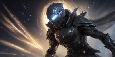 A shadowy celestial assassin, drifting through the starlit void in search of prey. photo