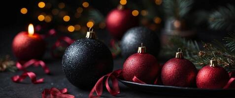 New Year Eve composition on black background. photo