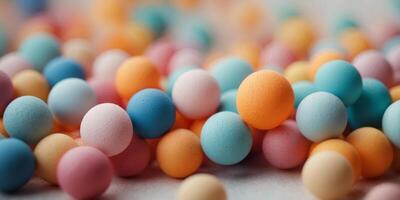 Colorful Geometric Shapes and Balls on Pastel Background. photo