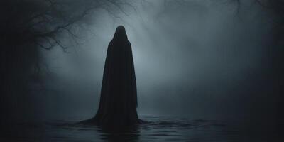 In the depths of a virtual world lies a shadowy supernatural art gallery, shrouded in mystery and intrigue. photo
