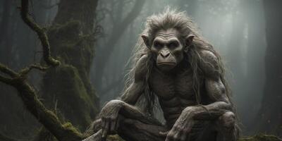 A luminously enigmatic troll, its twisted form bathed in an otherworldly glow that hints at untold mysteries. photo
