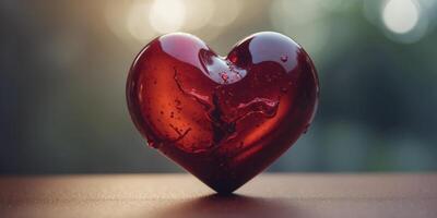 Heart-shaped object bleeding, conveys intense emotion. photo
