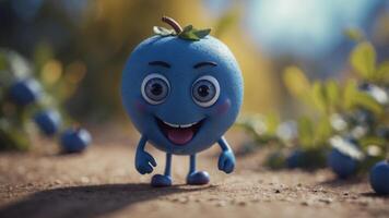Blueberry character with a funny expression. photo
