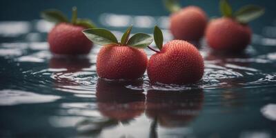 lychee in the shape of heart on water background, summer freshness concept, cool exotic fruit wallpaper. photo