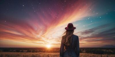 A colorful sky with a bright star in the middle. photo