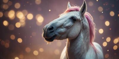 cool and cute unicorn pose with a happy smile on a simple background. photo