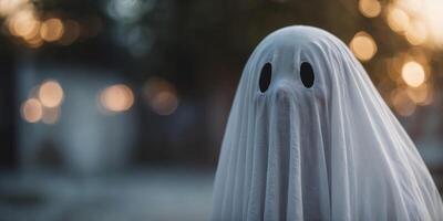 A white ghost with a big smile on its face. photo