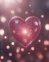 Sparkling Pink Heart in a Mystical Love Concept. photo