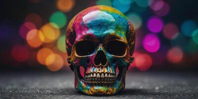 A colorful background with a skull on it. photo