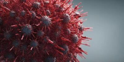A close up of a virus with pink and red colors. photo